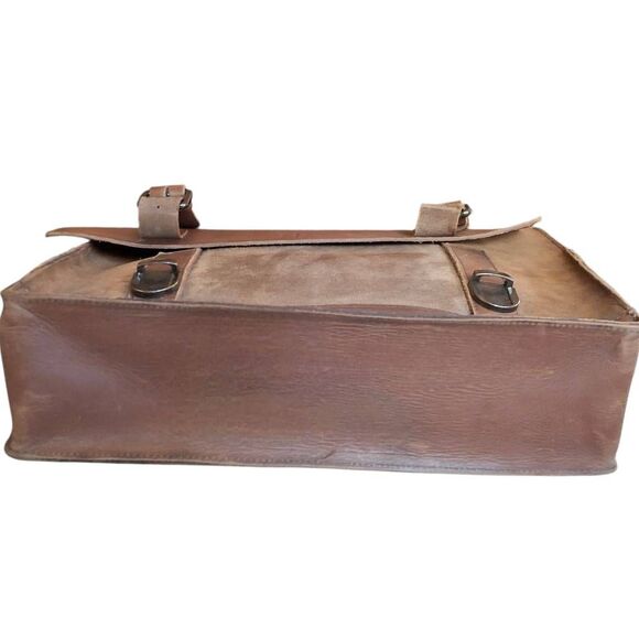 STS Ranchwear Foreman 2 Messenger Bag Brown Leather & Suede Work Tote Briefcase - Picture 10 of 15